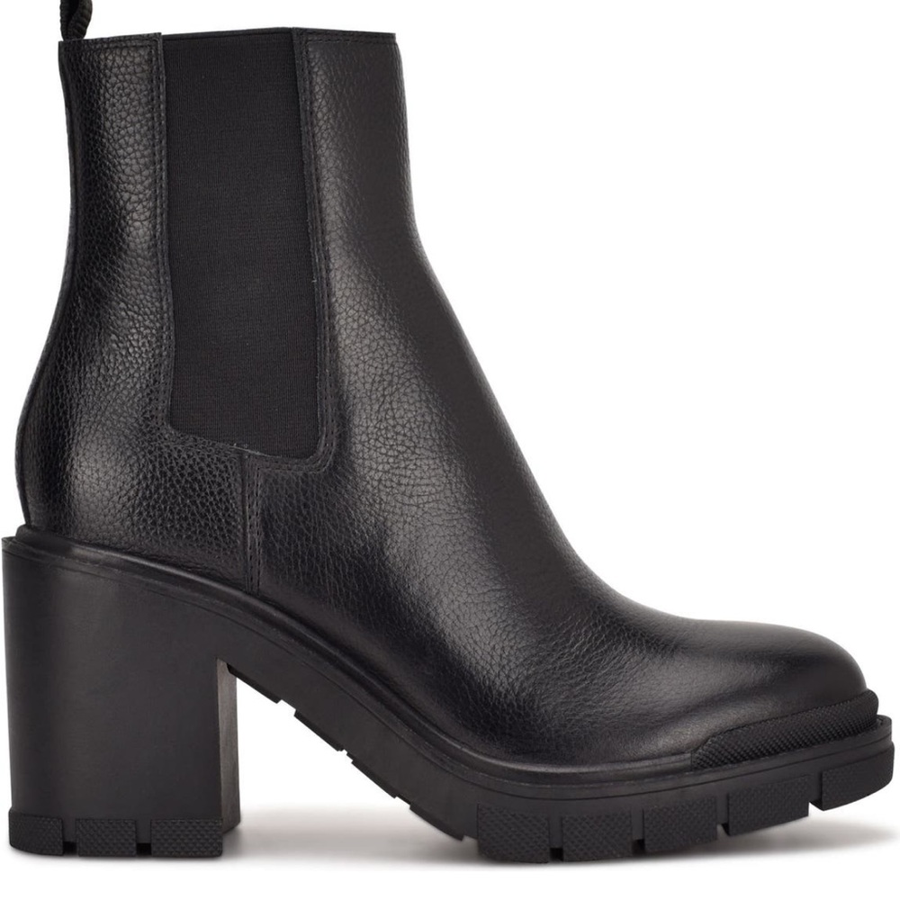 Marc Fisher LTD Black Lug Sole Booties, Sz 7.5 NIB